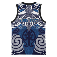 Personalised Maori Ngati Tuwharetoa Basketball Jersey Silver Fern Kowhaiwhai Art