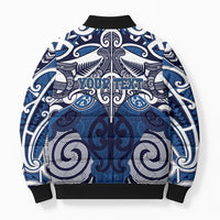 Personalised Maori Ngati Tuwharetoa Bomber Puffer Jacket Silver Fern Kowhaiwhai Art
