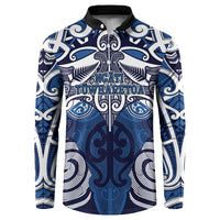 Personalised Maori Ngati Tuwharetoa Button Sweatshirt Silver Fern Kowhaiwhai Art