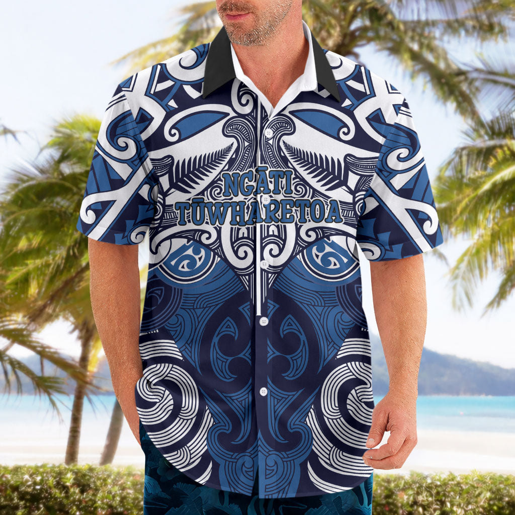 Personalised Maori Ngati Tuwharetoa Hawaiian Shirt Silver Fern Kowhaiwhai Art