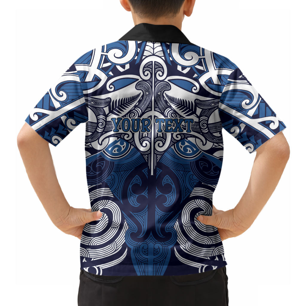 Personalised Maori Ngati Tuwharetoa Hawaiian Shirt Silver Fern Kowhaiwhai Art