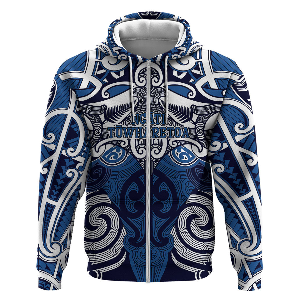 Personalised Maori Ngati Tuwharetoa Hoodie Silver Fern Kowhaiwhai Art