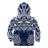 Personalised Maori Ngati Tuwharetoa Kid Hoodie Silver Fern Kowhaiwhai Art
