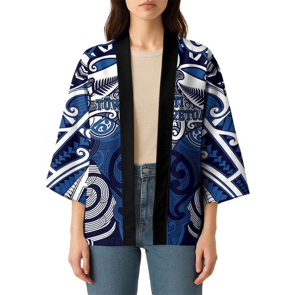 Personalised Maori Ngati Tuwharetoa Kimono Silver Fern Kowhaiwhai Art