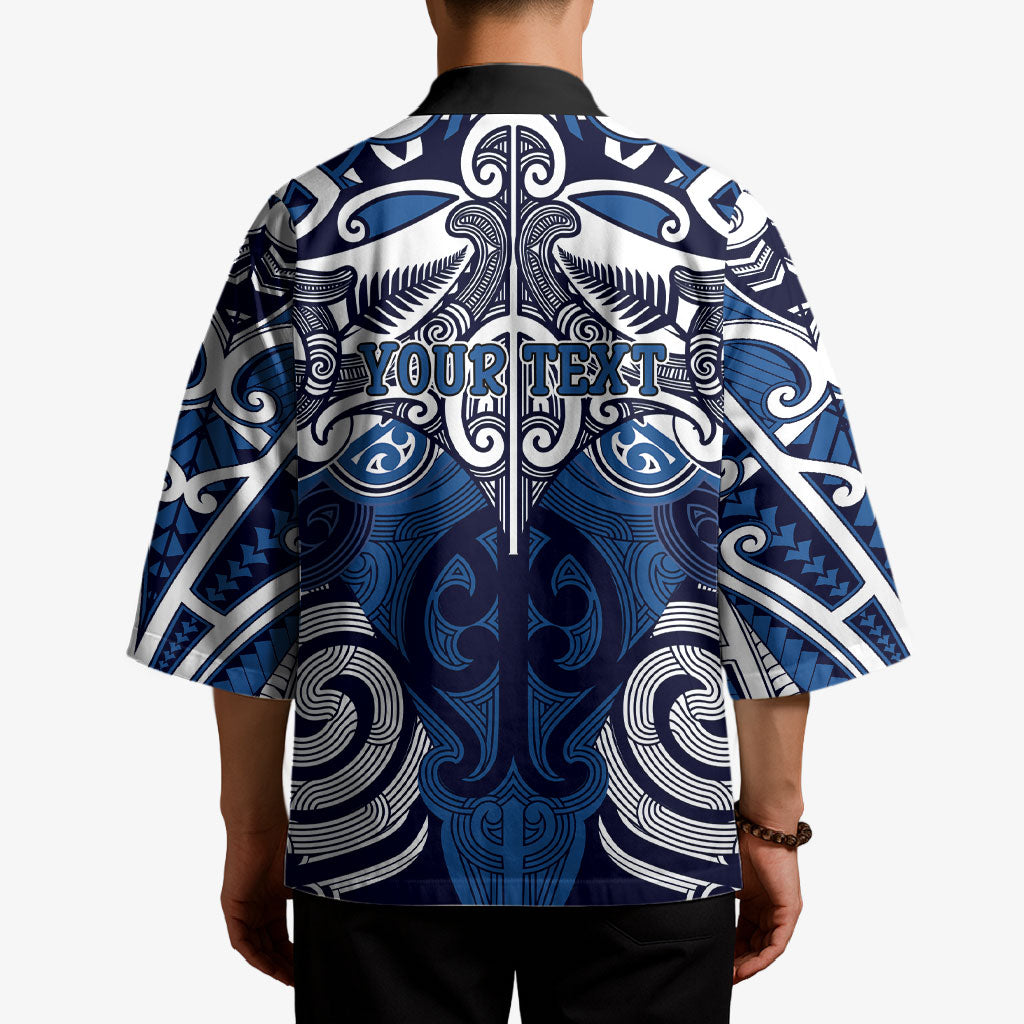 Personalised Maori Ngati Tuwharetoa Kimono Silver Fern Kowhaiwhai Art