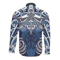 Personalised Maori Ngati Tuwharetoa Long Sleeve Button Shirt Silver Fern Kowhaiwhai Art