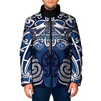 Personalised Maori Ngati Tuwharetoa Padded Jacket Silver Fern Kowhaiwhai Art