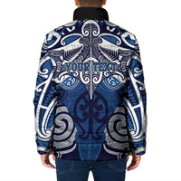 Personalised Maori Ngati Tuwharetoa Padded Jacket Silver Fern Kowhaiwhai Art