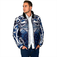 Personalised Maori Ngati Tuwharetoa Padded Jacket Silver Fern Kowhaiwhai Art