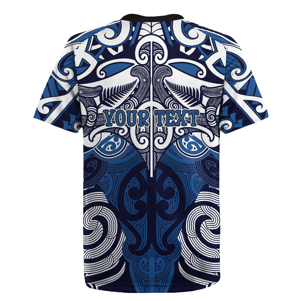 Personalised Maori Ngati Tuwharetoa Rugby Jersey Silver Fern Kowhaiwhai Art