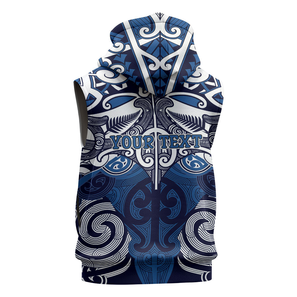Personalised Maori Ngati Tuwharetoa Sleeveless Hoodie Silver Fern Kowhaiwhai Art