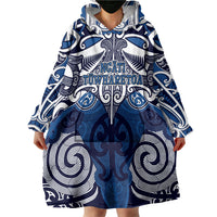 Personalised Maori Ngati Tuwharetoa Wearable Blanket Hoodie Silver Fern Kowhaiwhai Art