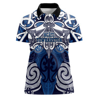 Personalised Maori Ngati Tuwharetoa Women Polo Shirt Silver Fern Kowhaiwhai Art