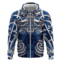 Personalised Maori Ngati Tuwharetoa Zip Hoodie Silver Fern Kowhaiwhai Art