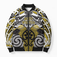 Personalised Maori Ngati Whatua Bomber Puffer Jacket Silver Fern Kowhaiwhai Art