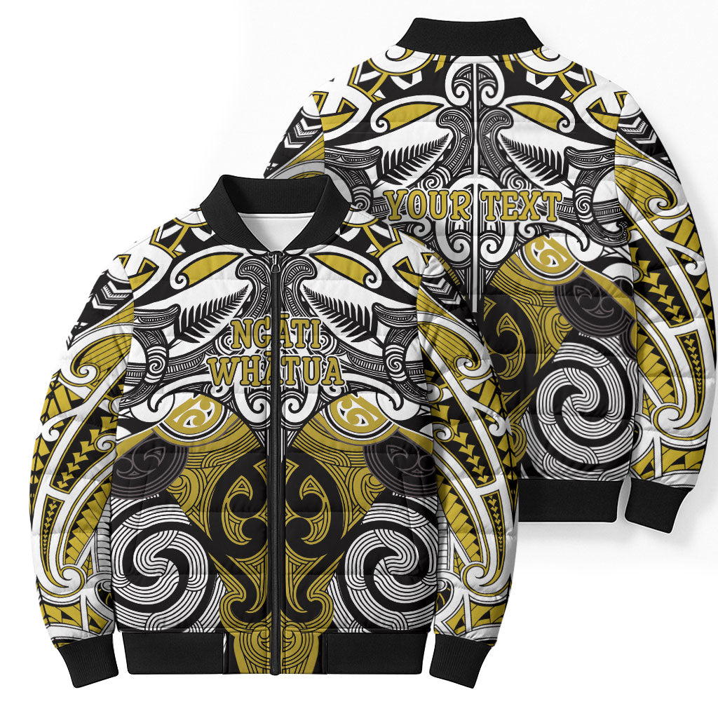 Personalised Maori Ngati Whatua Bomber Puffer Jacket Silver Fern Kowhaiwhai Art
