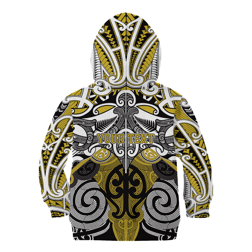 Personalised Maori Ngati Whatua Kid Hoodie Silver Fern Kowhaiwhai Art
