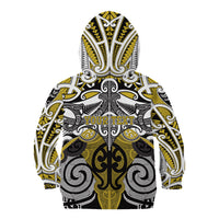 Personalised Maori Ngati Whatua Kid Hoodie Silver Fern Kowhaiwhai Art