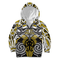 Personalised Maori Ngati Whatua Kid Hoodie Silver Fern Kowhaiwhai Art