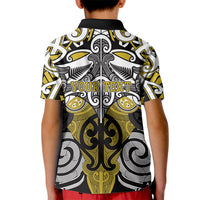 Personalised Maori Ngati Whatua Kid Polo Shirt Silver Fern Kowhaiwhai Art