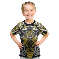 Personalised Maori Ngati Whatua Kid T Shirt Silver Fern Kowhaiwhai Art