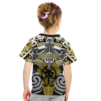 Personalised Maori Ngati Whatua Kid T Shirt Silver Fern Kowhaiwhai Art