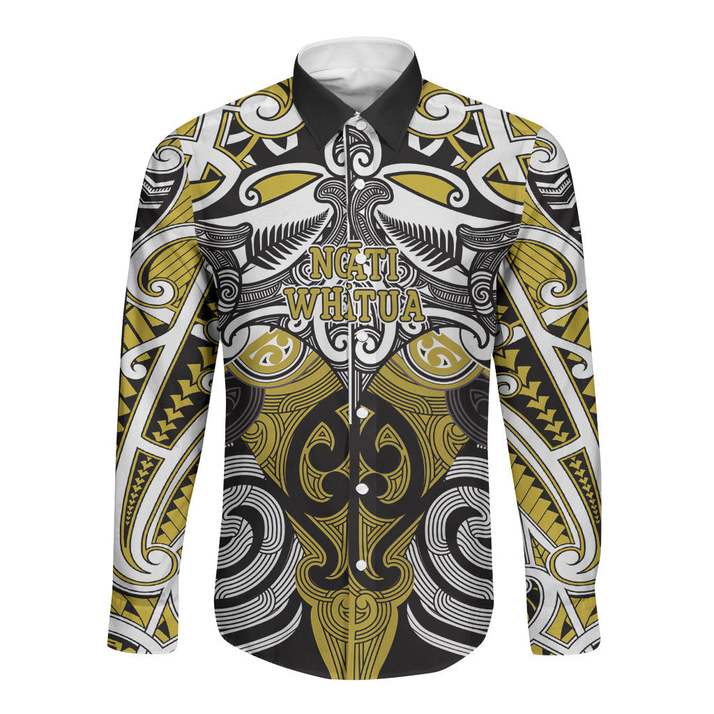 Personalised Maori Ngati Whatua Long Sleeve Button Shirt Silver Fern Kowhaiwhai Art
