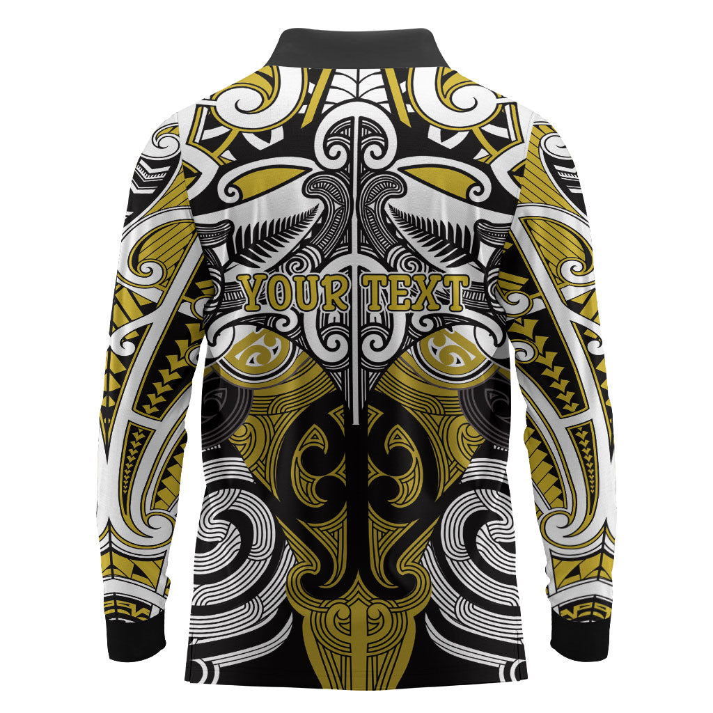 Personalised Maori Ngati Whatua Long Sleeve Polo Shirt Silver Fern Kowhaiwhai Art