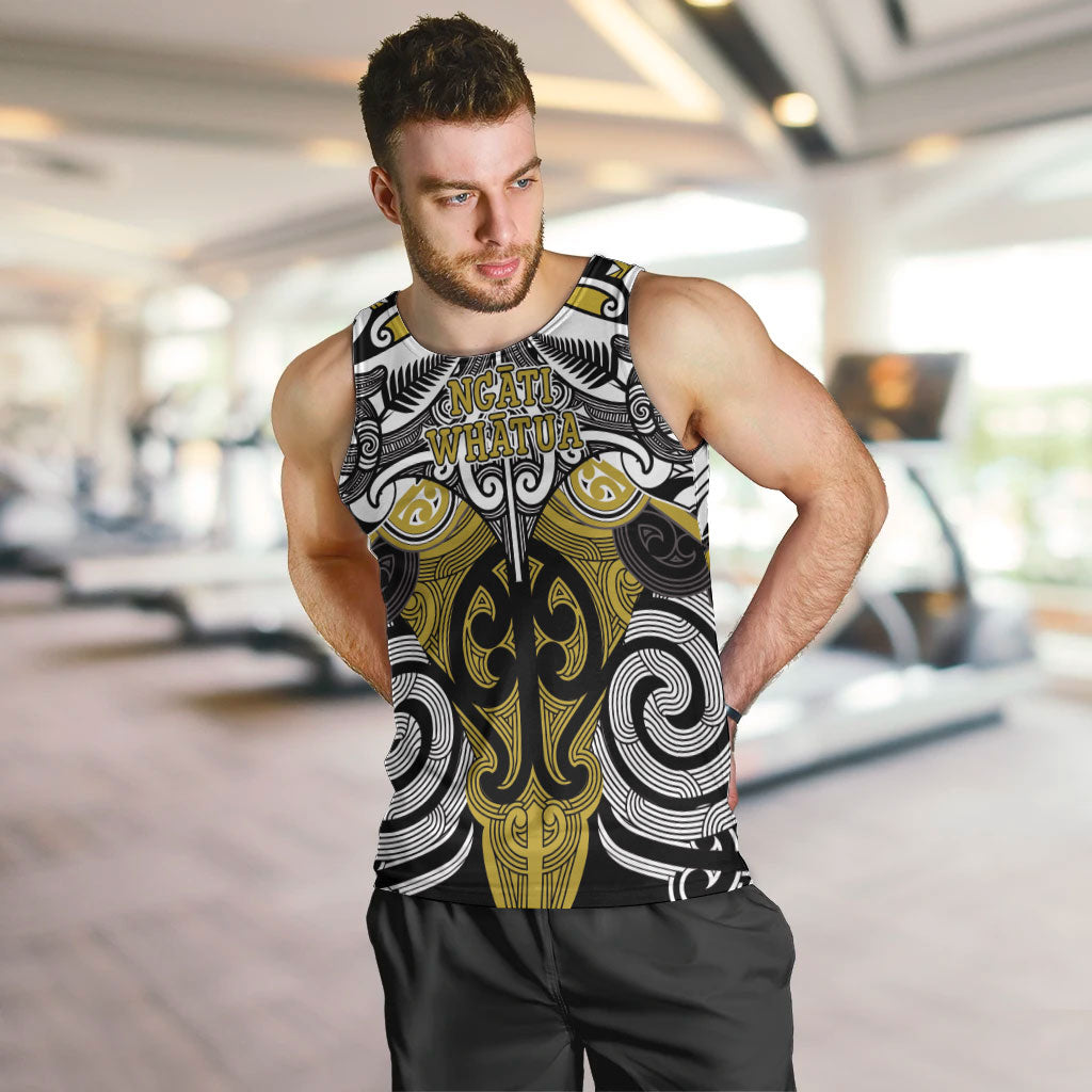 Personalised Maori Ngati Whatua Men Tank Top Silver Fern Kowhaiwhai Art