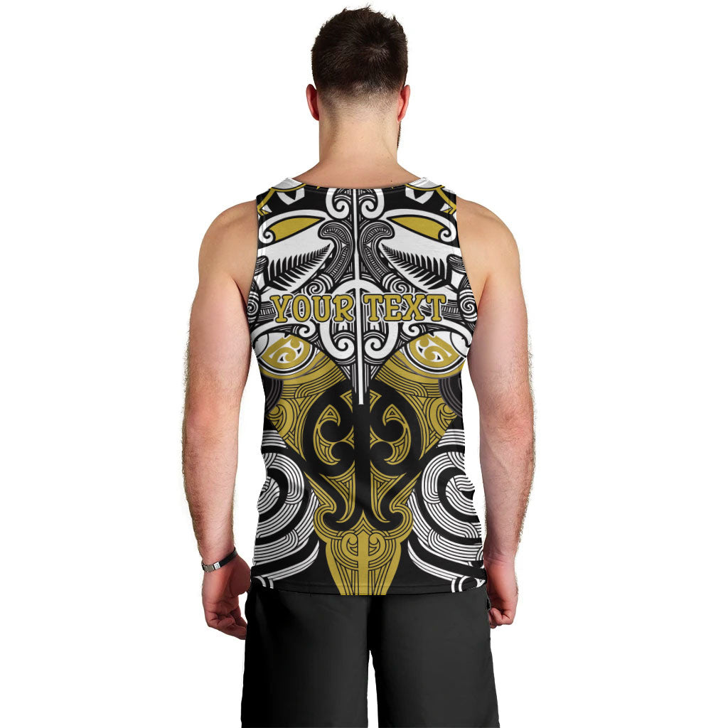 Personalised Maori Ngati Whatua Men Tank Top Silver Fern Kowhaiwhai Art
