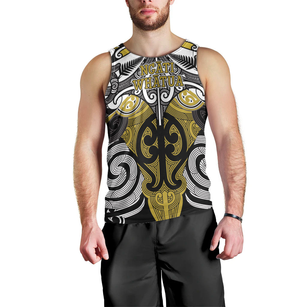 Personalised Maori Ngati Whatua Men Tank Top Silver Fern Kowhaiwhai Art