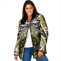 Personalised Maori Ngati Whatua Padded Jacket Silver Fern Kowhaiwhai Art
