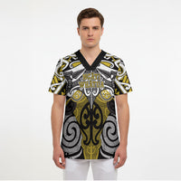 Personalised Maori Ngati Whatua Scrub Top Silver Fern Kowhaiwhai Art
