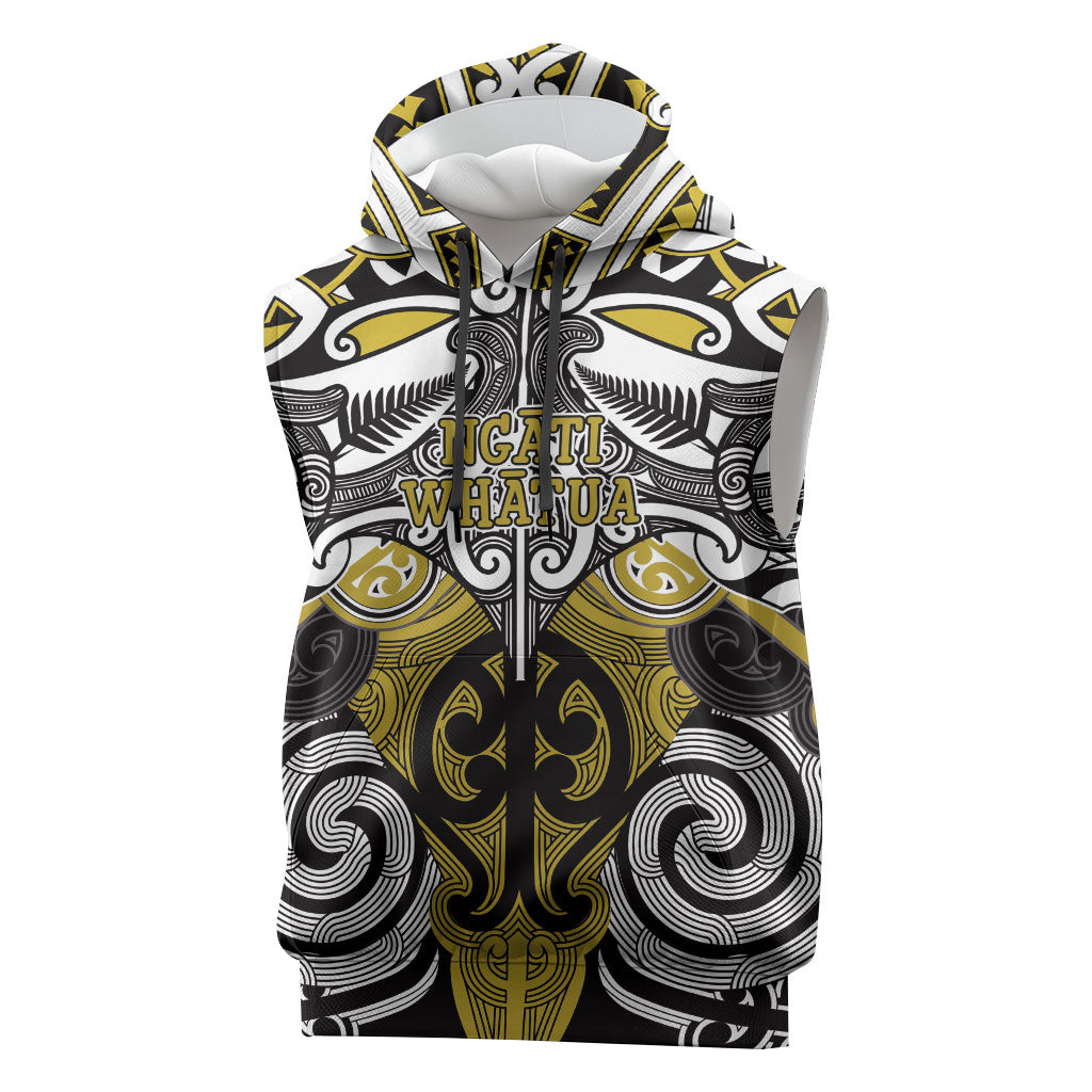 Personalised Maori Ngati Whatua Sleeveless Hoodie Silver Fern Kowhaiwhai Art