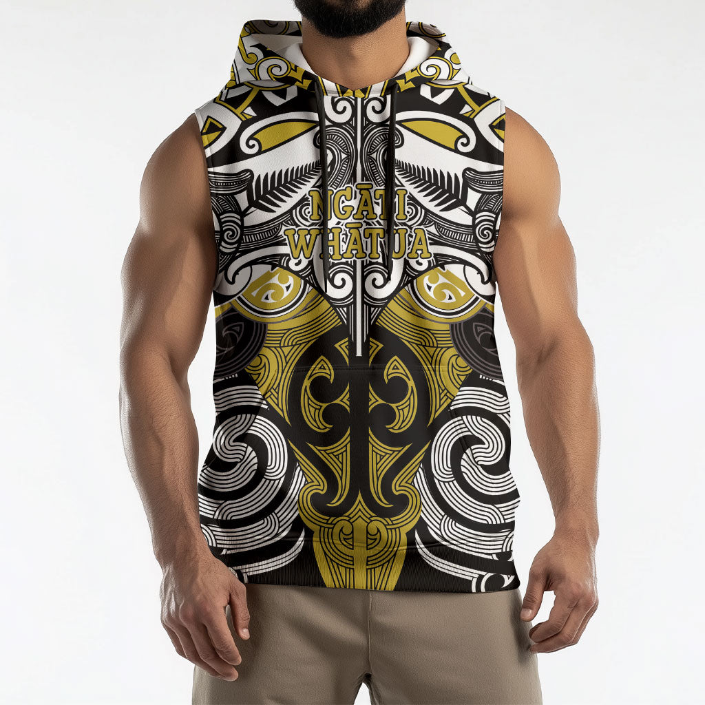 Personalised Maori Ngati Whatua Sleeveless Hoodie Silver Fern Kowhaiwhai Art