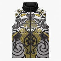 Personalised Maori Ngati Whatua Sleeveless Puffer Jacket Silver Fern Kowhaiwhai Art