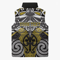 Personalised Maori Ngati Whatua Sleeveless Puffer Jacket Silver Fern Kowhaiwhai Art