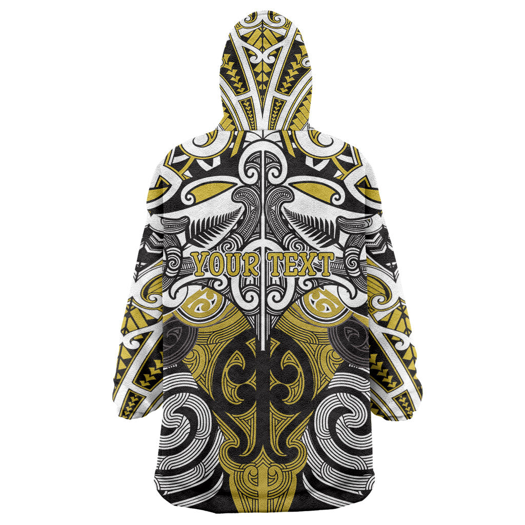 Personalised Maori Ngati Whatua Wearable Blanket Hoodie Silver Fern Kowhaiwhai Art