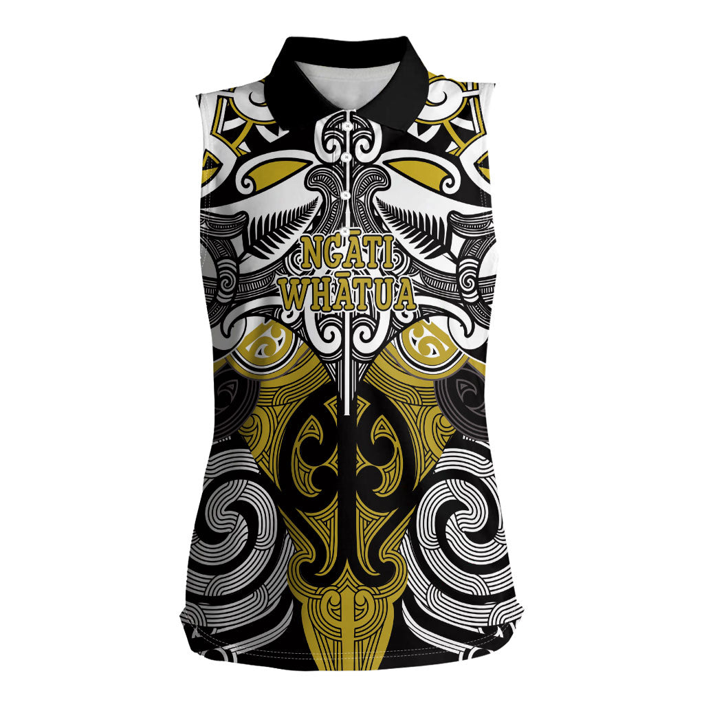 Personalised Maori Ngati Whatua Women Sleeveless Polo Shirt Silver Fern Kowhaiwhai Art