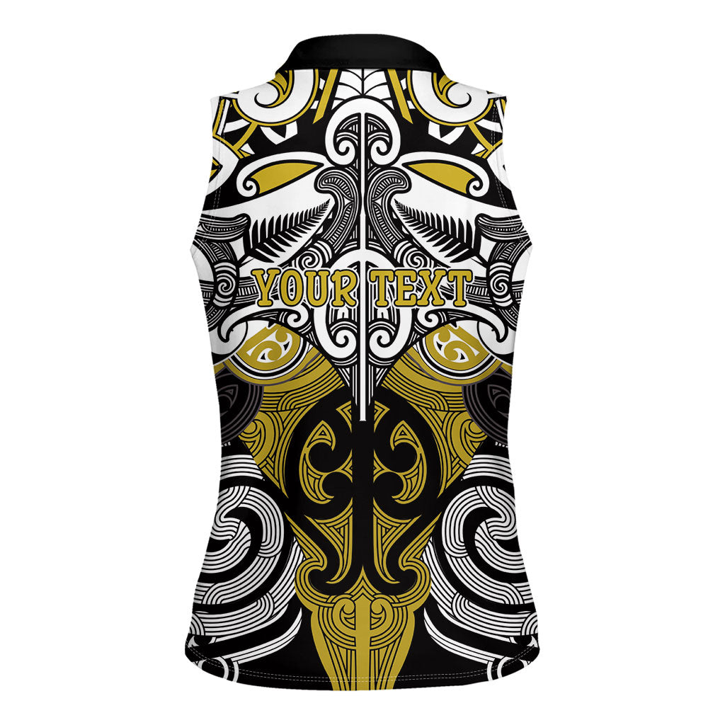 Personalised Maori Ngati Whatua Women Sleeveless Polo Shirt Silver Fern Kowhaiwhai Art