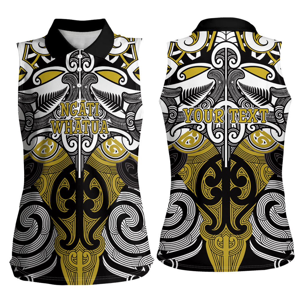 Personalised Maori Ngati Whatua Women Sleeveless Polo Shirt Silver Fern Kowhaiwhai Art