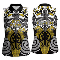 Personalised Maori Ngati Whatua Women Sleeveless Polo Shirt Silver Fern Kowhaiwhai Art
