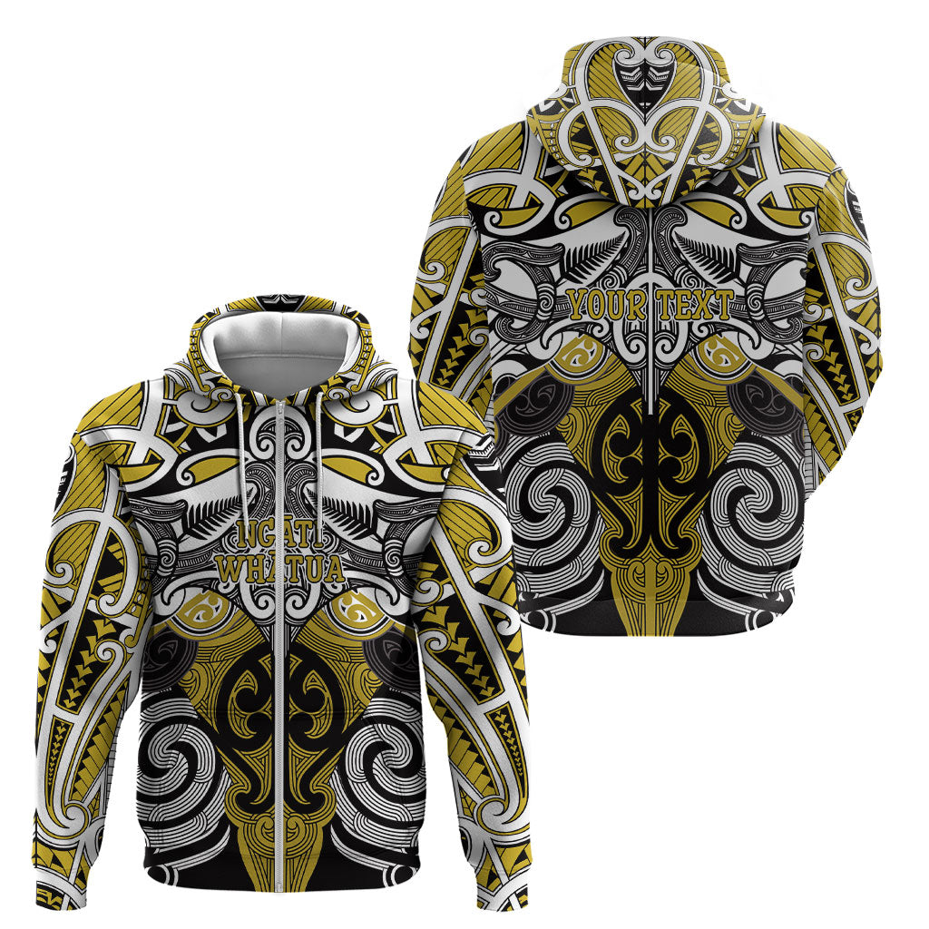 Personalised Maori Ngati Whatua Zip Hoodie Silver Fern Kowhaiwhai Art