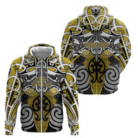 Personalised Maori Ngati Whatua Zip Hoodie Silver Fern Kowhaiwhai Art