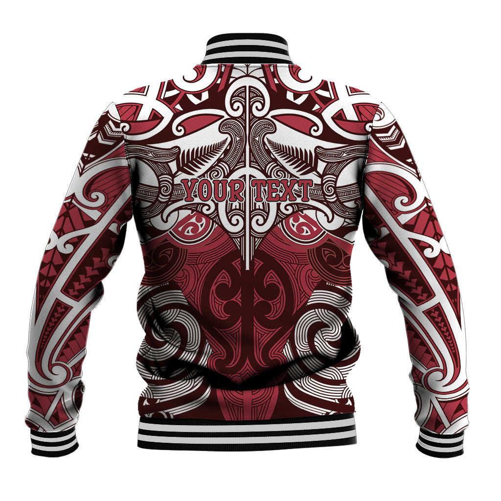 Personalised Maori Te Arawa Baseball Jacket Silver Fern Kowhaiwhai Art