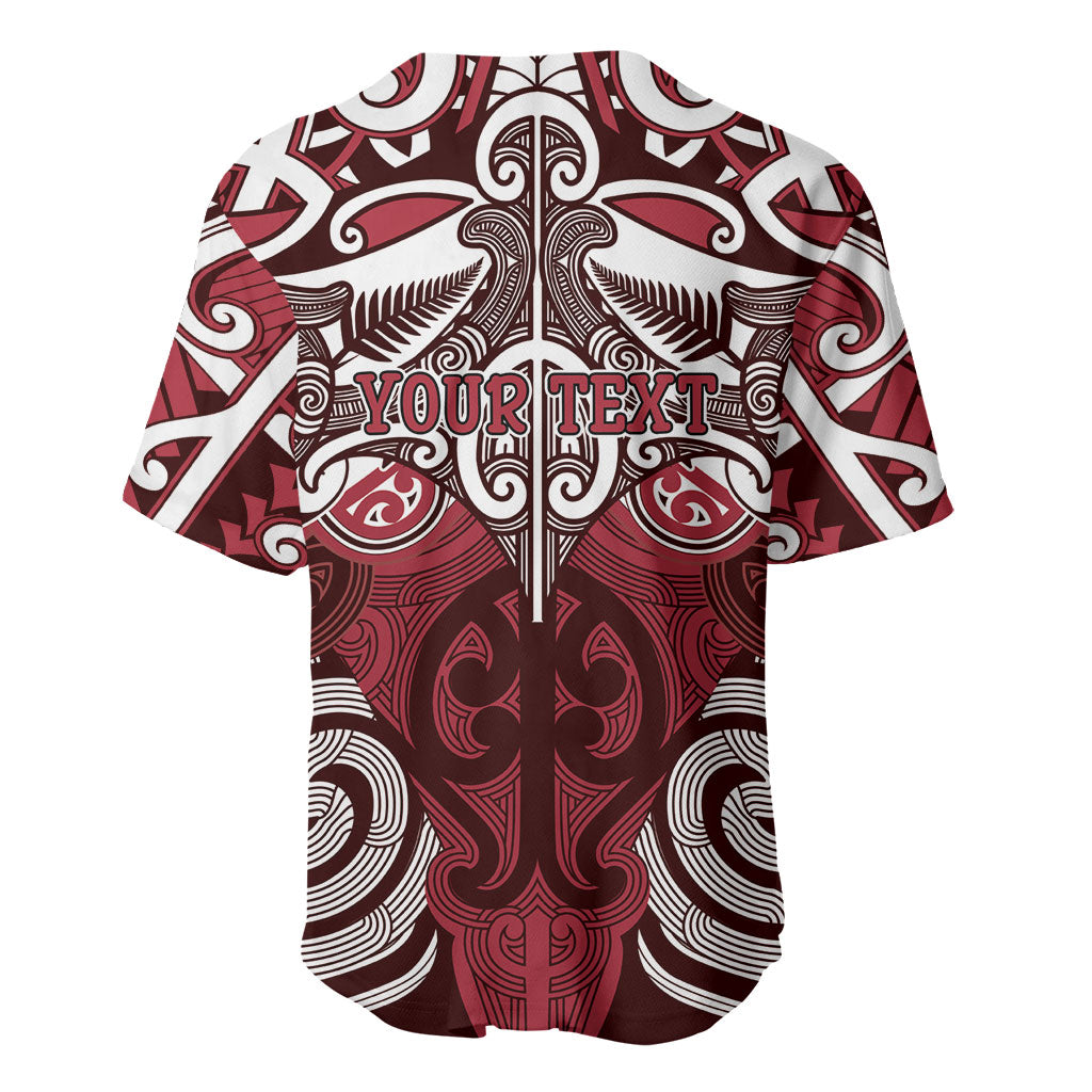 Personalised Maori Te Arawa Baseball Jersey Silver Fern Kowhaiwhai Art