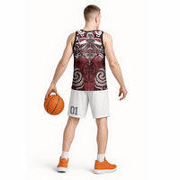 Personalised Maori Te Arawa Basketball Jersey Silver Fern Kowhaiwhai Art