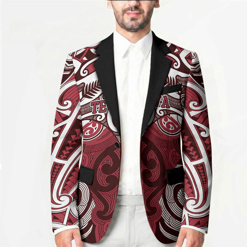 Personalised Maori Te Arawa Blazer Silver Fern Kowhaiwhai Art