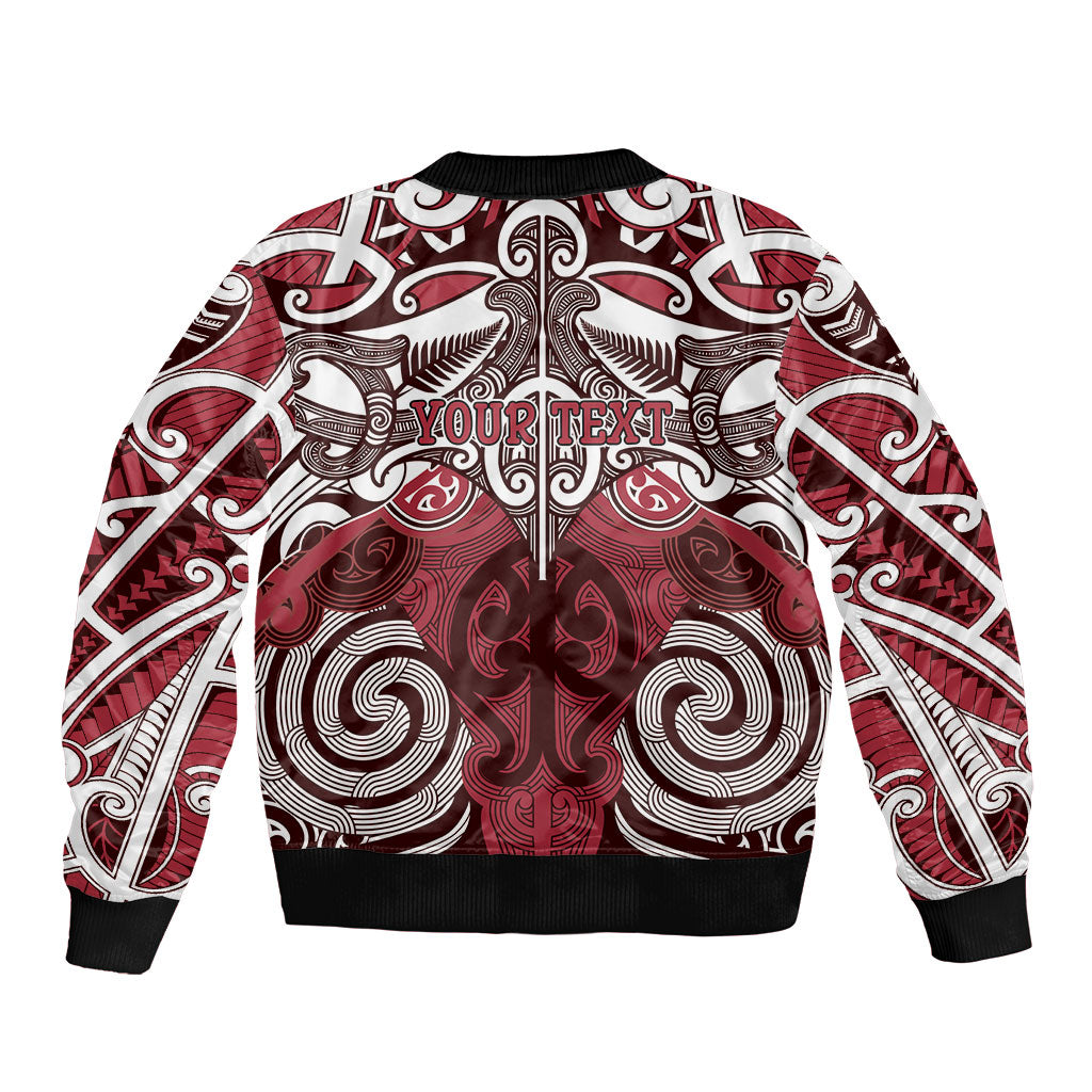 Personalised Maori Te Arawa Bomber Jacket Silver Fern Kowhaiwhai Art