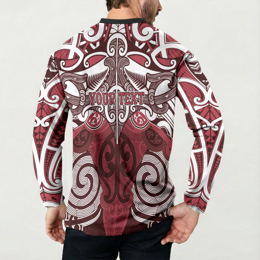 Personalised Maori Te Arawa Button Sweatshirt Silver Fern Kowhaiwhai Art